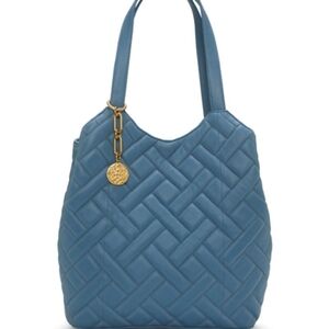 Vince Camuto Blue Quilted Shoulder Bag with Gold Charm